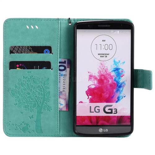 Embossing Butterfly Tree Leather Wallet Case For Lg G D D Ls