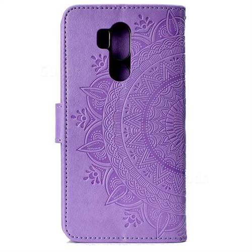 Intricate Embossing Datura Leather Wallet Case For Lg G Thinq Purple