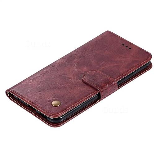 Luxury Retro Leather Wallet Case For Huawei Honor X Pro Wine Red