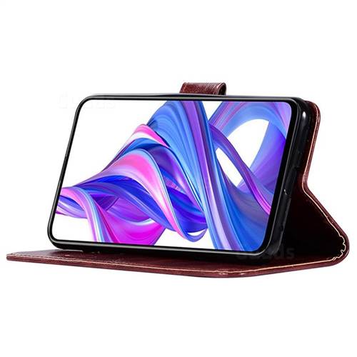 Luxury Retro Leather Wallet Case For Huawei Honor X Pro Wine Red