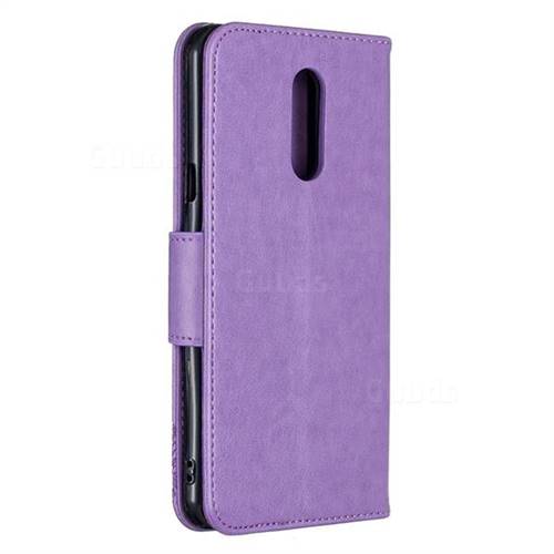 Embossing Double Butterfly Leather Wallet Case For Lg Stylo Purple