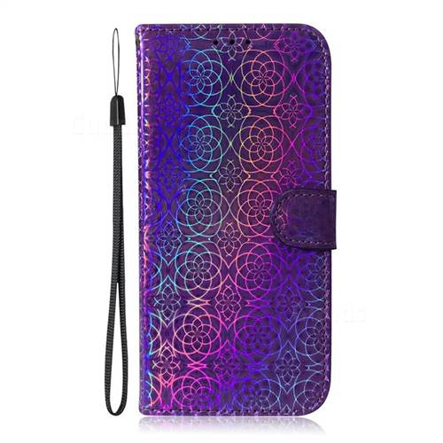 Laser Circle Shining Leather Wallet Phone Case For Mi Xiaomi Redmi Note