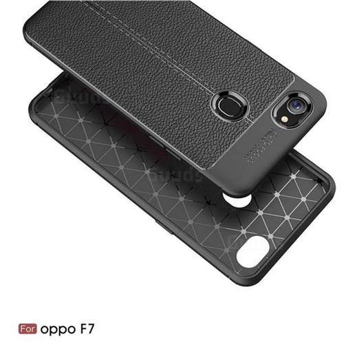 Luxury Auto Focus Litchi Texture Silicone Tpu Back Cover For Oppo F