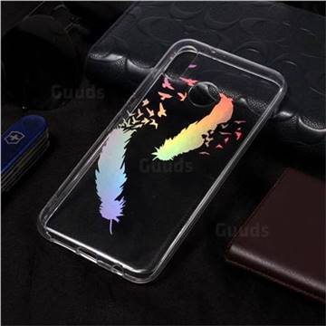 Feathers Pattern Bright Color Laser Soft Tpu Case For Huawei P Lite