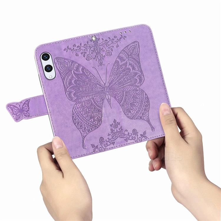 Embossing Mandala Flower Butterfly Leather Wallet Case For Rakuten Hand