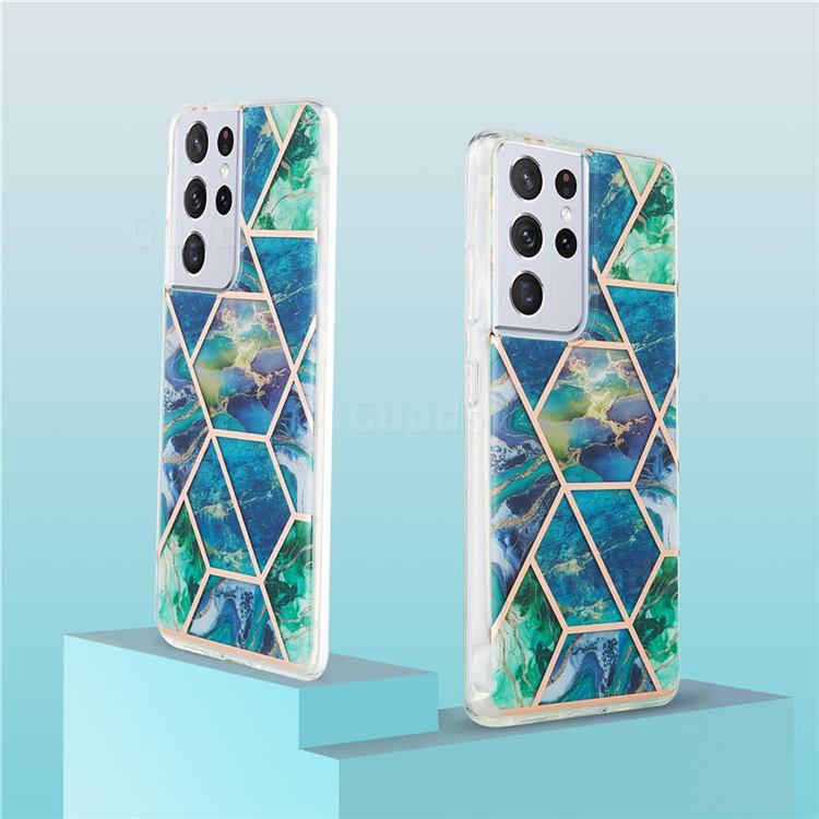 Blue Green Marble Pattern Galvanized Electroplating Protective Case