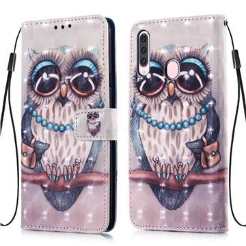 Sweet Gray Owl 3D Painted Leather Wallet Case For Samsung Galaxy A20s