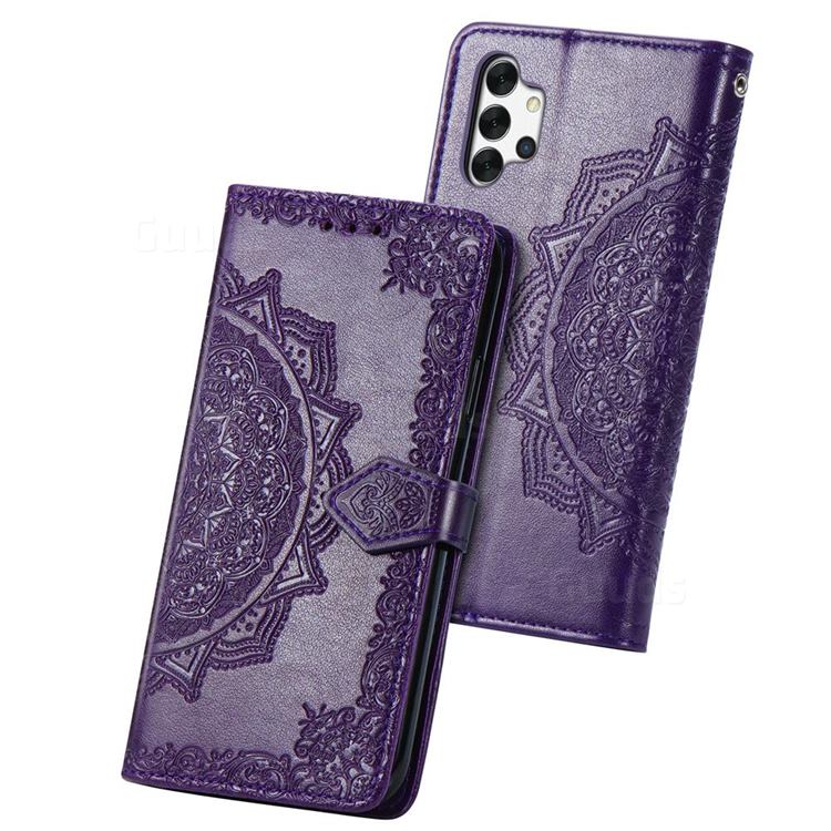 Embossing Imprint Mandala Flower Leather Wallet Case For Samsung Galaxy