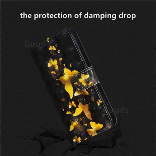 Golden Butterfly D Painted Leather Wallet Case For Samsung Galaxy A