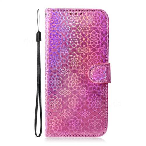 Laser Circle Shining Leather Wallet Phone Case For Samsung Galaxy A70