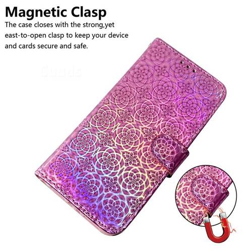 Laser Circle Shining Leather Wallet Phone Case For Samsung Galaxy A