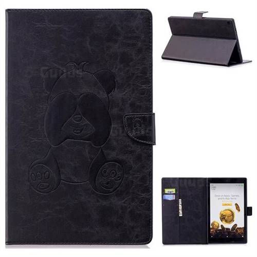 Lovely Panda Embossing 3D Leather Flip Cover for Amazon Fire HD 10(2015) - Black