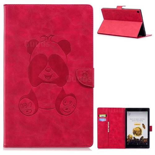 Lovely Panda Embossing 3D Leather Flip Cover for Amazon Fire HD 10(2015) - Rose
