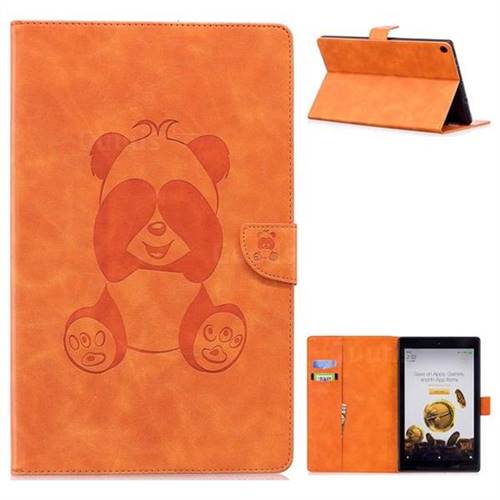 Lovely Panda Embossing 3D Leather Flip Cover for Amazon Fire HD 10(2015) - Orange