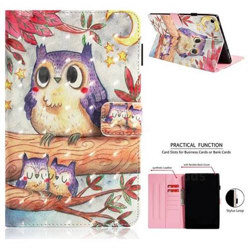 Purple Owl 3D Painted Leather Wallet Tablet Case for Amazon Fire HD 10(2015)