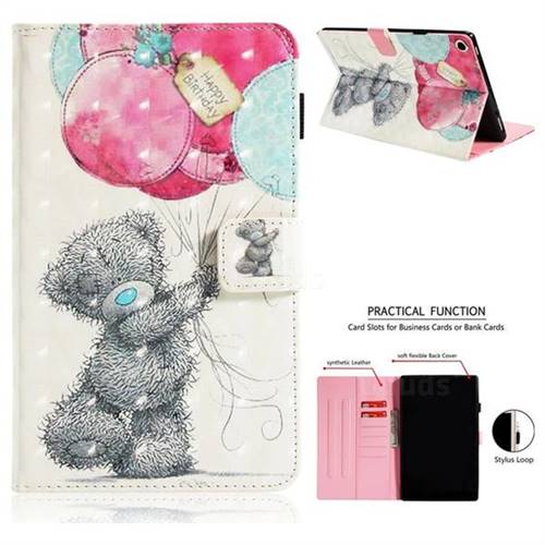 Gray Bear 3D Painted Leather Wallet Tablet Case for Amazon Fire HD 10(2015)