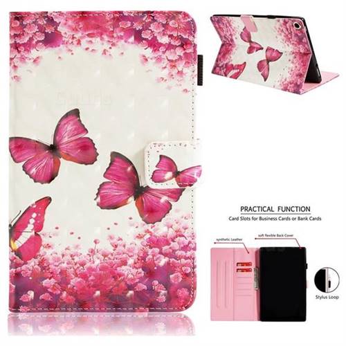 Rose Butterfly 3D Painted Leather Wallet Tablet Case for Amazon Fire HD 10(2015)