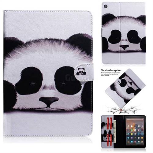 Sleeping Panda Painting Tablet Leather Wallet Flip Cover for Amazon Fire HD 10(2015)