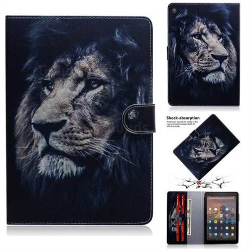 Lion Face Painting Tablet Leather Wallet Flip Cover for Amazon Fire HD 10(2015)