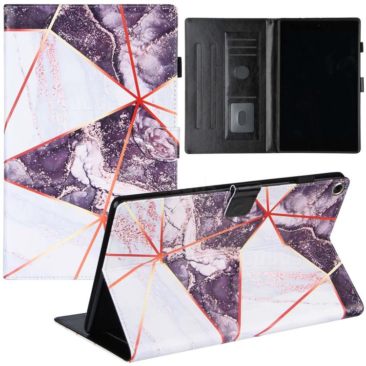 Black and White Stitching Color Marble Leather Flip Cover for Amazon Fire HD 10(2015)
