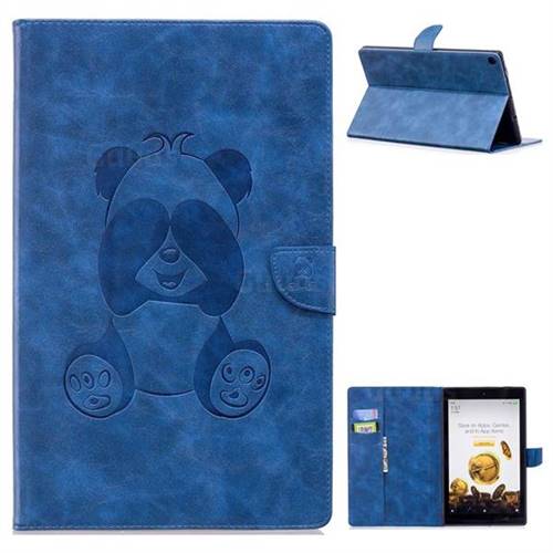 Lovely Panda Embossing 3D Leather Flip Cover for Amazon Fire HD 10 (2017) - Blue