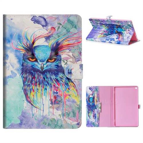 Watercolor Owl 3D Painted Leather Tablet Wallet Case for Amazon Fire HD 10 (2017)