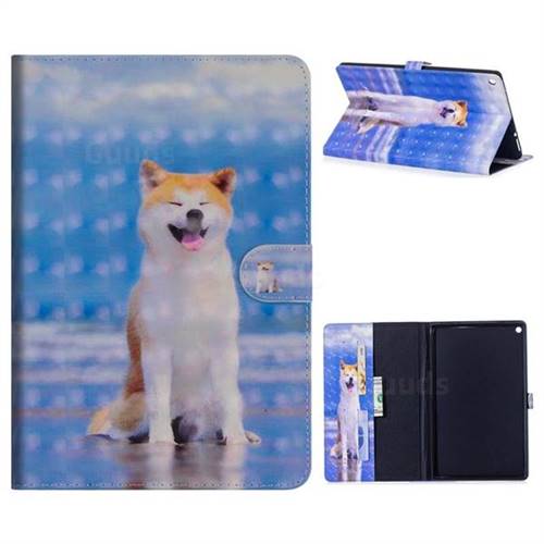 Smiley Shiba Inu 3D Painted Leather Tablet Wallet Case for Amazon Fire HD 10 (2017)