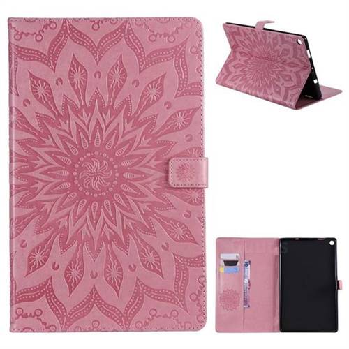 Embossing Sunflower Leather Flip Cover for Amazon Fire HD 10 (2017) - Pink