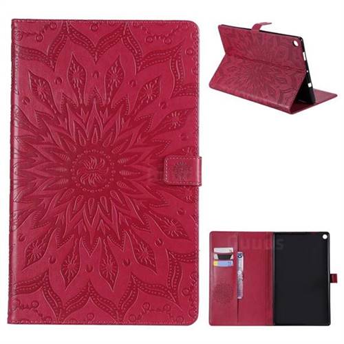 Embossing Sunflower Leather Flip Cover for Amazon Fire HD 10 (2017) - Red