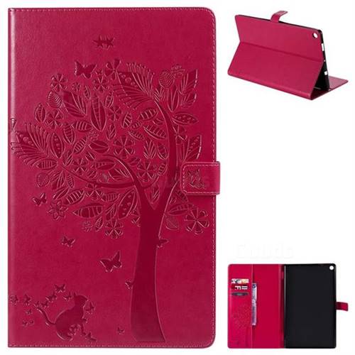 Embossing Butterfly Tree Leather Flip Cover for Amazon Fire HD 10 (2017) - Rose