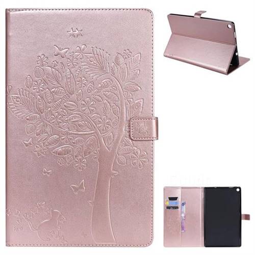 Embossing Butterfly Tree Leather Flip Cover for Amazon Fire HD 10 (2017) - Rose Gold