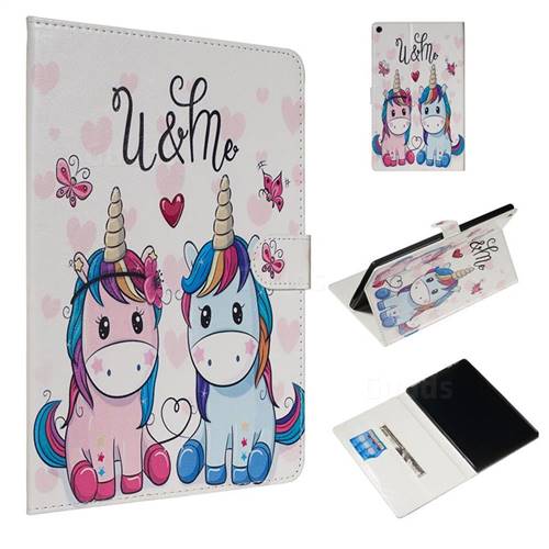 Couple Unicorn Smooth Leather Tablet Wallet Case for Amazon Fire HD 10 (2017)
