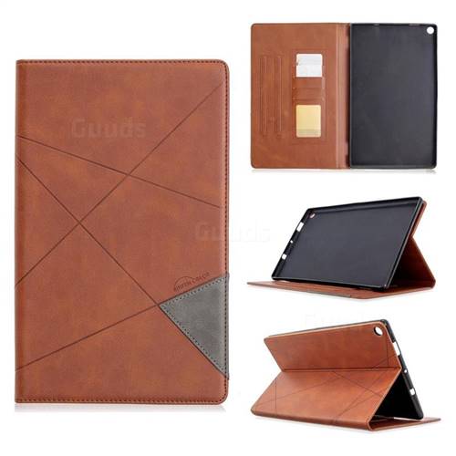 Binfen Color Prismatic Slim Magnetic Sucking Stitching Wallet Flip Cover for Amazon Fire HD 10 (2017) - Brown