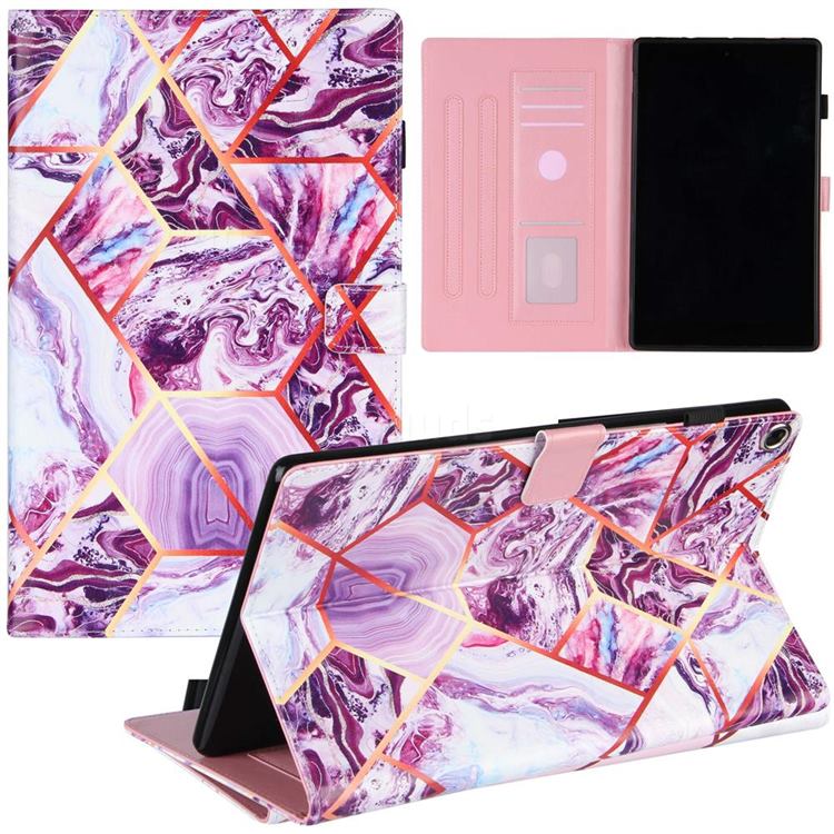 Dream Purple Stitching Color Marble Leather Flip Cover for Amazon Fire HD 10 (2017)