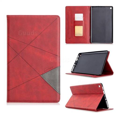 Binfen Color Prismatic Slim Magnetic Sucking Stitching Wallet Flip Cover for Amazon Fire HD 8(2015) - Red