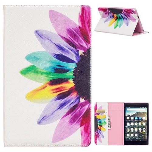 Seven-color Flowers Folio Stand Leather Wallet Case for Amazon Fire HD 8 (2016)