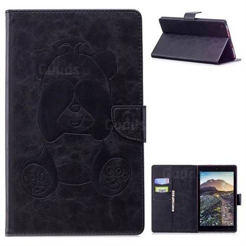 Lovely Panda Embossing 3D Leather Flip Cover for Amazon Fire HD 8 (2016) - Black