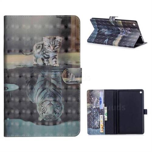 Tiger and Cat 3D Painted Leather Tablet Wallet Case for Amazon Fire HD 8 (2016)
