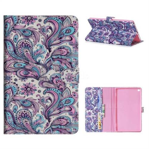 Swirl Flower 3D Painted Leather Tablet Wallet Case for Amazon Fire HD 8 (2016)