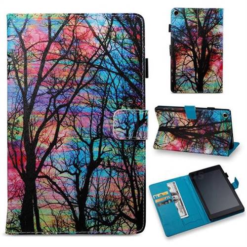 Color Tree Folio Stand Leather Wallet Case for Amazon Fire HD 8 (2016)