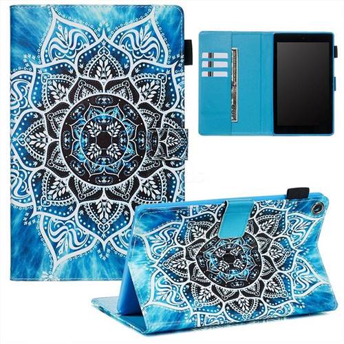 Underwater Mandala Flower Matte Leather Wallet Tablet Case for Amazon Fire HD 8 (2016)