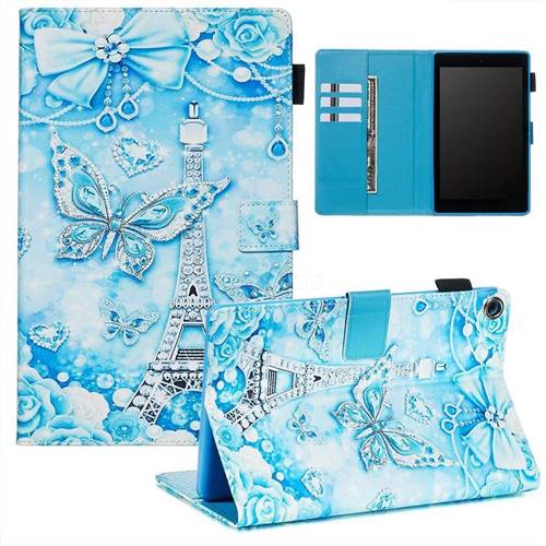 Tower Butterfly Matte Leather Wallet Tablet Case for Amazon Fire HD 8 (2016)