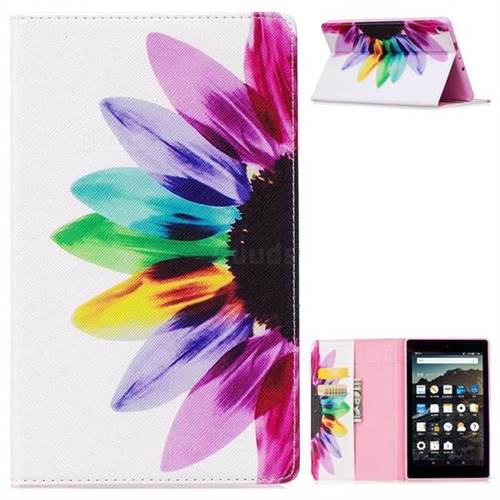 Seven-color Flowers Folio Stand Leather Wallet Case for Amazon Fire HD 8 (2017)