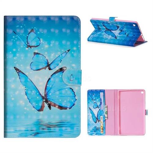 Blue Sea Butterflies 3D Painted Leather Tablet Wallet Case for Amazon Fire HD 8 (2017)