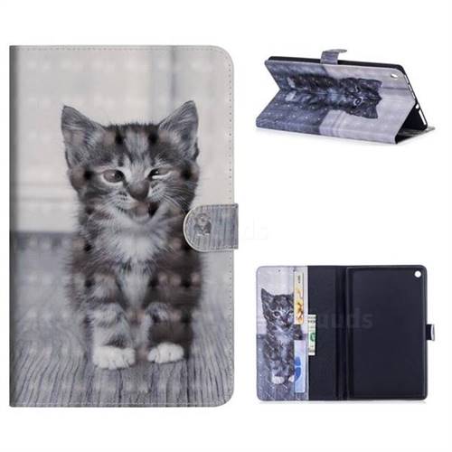 Smiling Cat 3D Painted Leather Tablet Wallet Case for Amazon Fire HD 8 (2017)