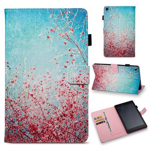 Cherry Blossoms Folio Stand Leather Wallet Case for Amazon Fire HD 8 (2017)