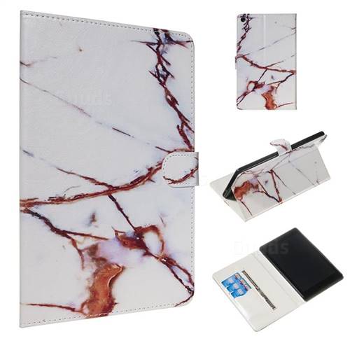 White Gold Marble Smooth Leather Tablet Wallet Case for Amazon Fire HD 8 (2017)