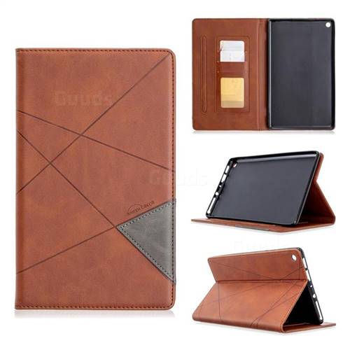Binfen Color Prismatic Slim Magnetic Sucking Stitching Wallet Flip Cover for Amazon Fire HD 8 (2017) - Brown