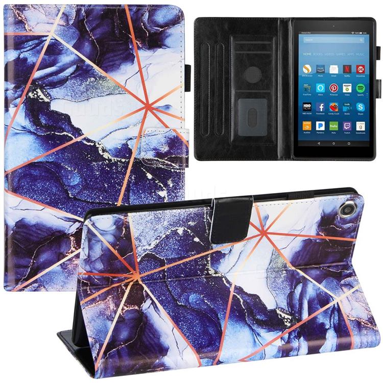 Starry Blue Stitching Color Marble Leather Flip Cover for Amazon Fire HD 8 (2017)