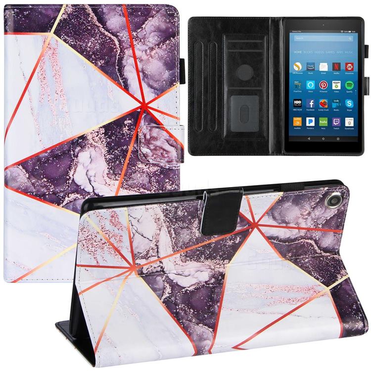 Black and White Stitching Color Marble Leather Flip Cover for Amazon Fire HD 8 (2017)